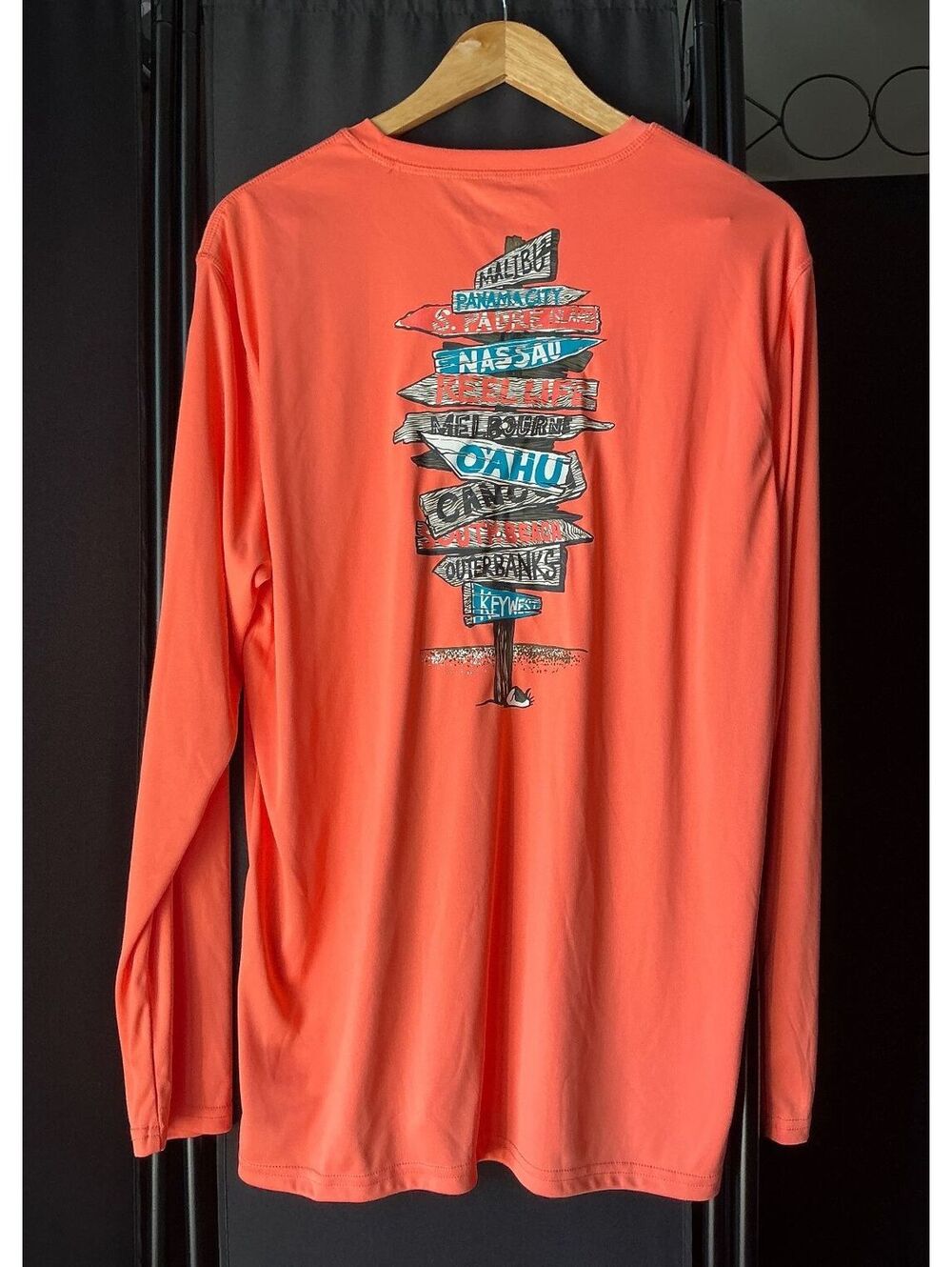 Reel Life Mens Long Sleeve Island Summer Shirt Large